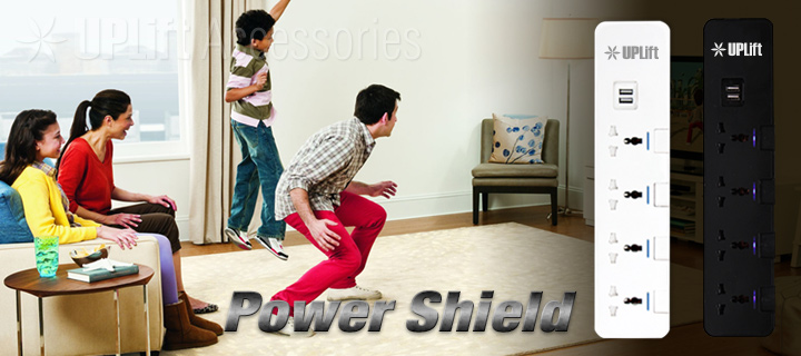 Power Shield with USB Charger Black (4-Socket)
