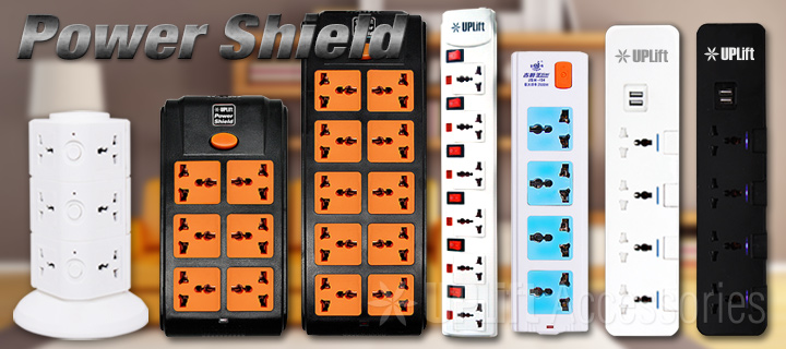 Power Shield with USB Charger Black (4-Socket)