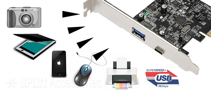 USB 3.1 Type-C + Type-A 10Gbps Expansion Card 2-Port (PCI-E x4)